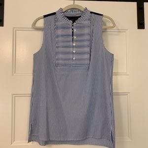 J Crew Blue & White Stripe Button Up Tank